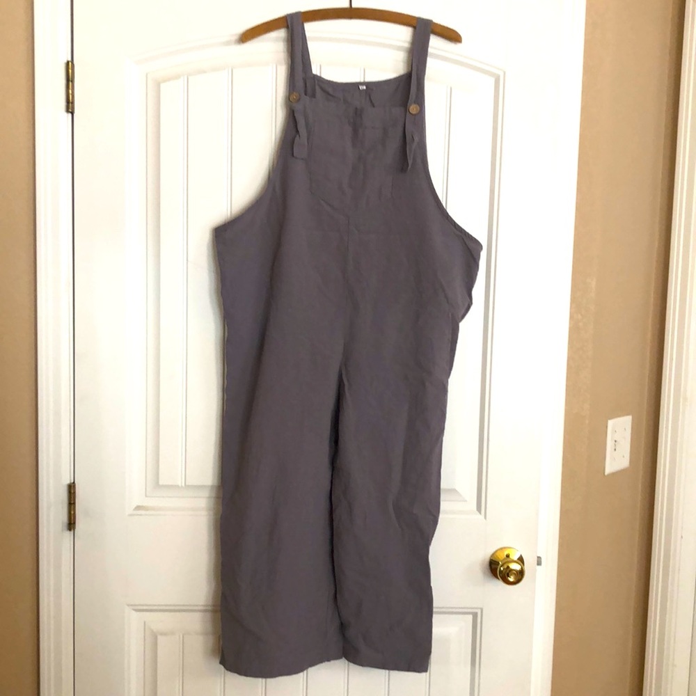 Unbranded loose fit cotton (linen look) overalls jumpsuit L NWOT